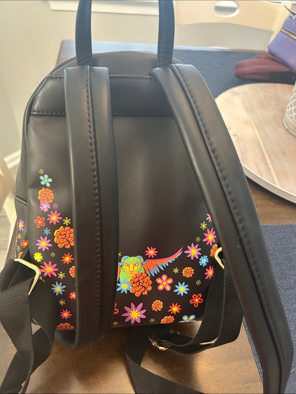 Loungefly Pixar Coco Black Floral Mini Backpack - Picture 2 of 5